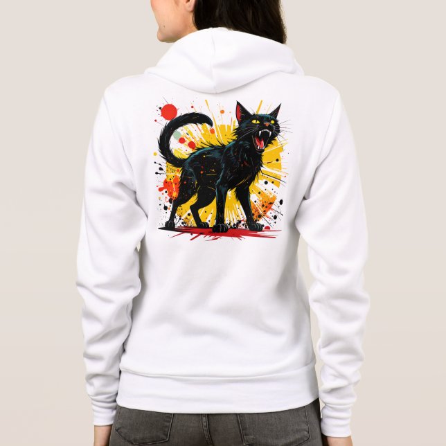 Svartvit, defensiv kvinnokatt t shirt (Baksida)