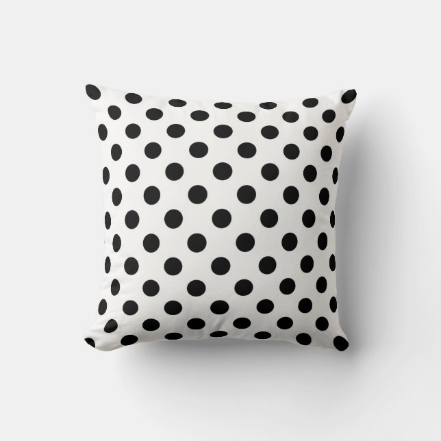 Svartvit dekorativ kudde, polka dots kudde (Framsida)