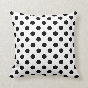 Svartvit dekorativ kudde, polka dots kudde