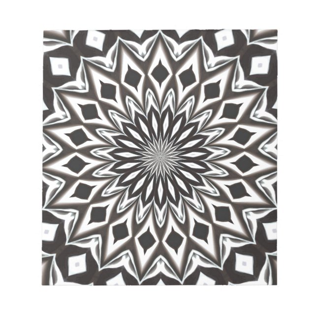 Svartvit dekorativ Mandala Anteckningsblock (Framsida)