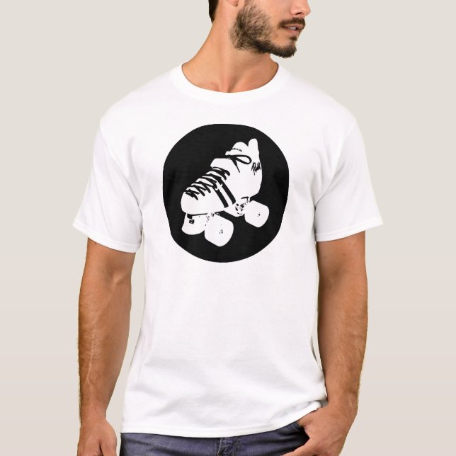 Svartvit design för rullderby skridsko t shirt (Framsida)