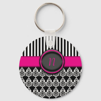 Svartvit design med anpassade monogram nyckelring