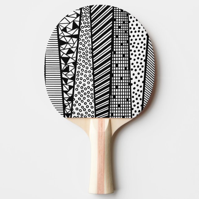 Svartvit - det moderna mönster pingisracket (Framsidan)