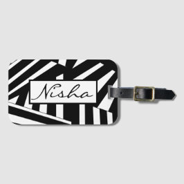 Svartvit diagonal Rand Bagagebricka