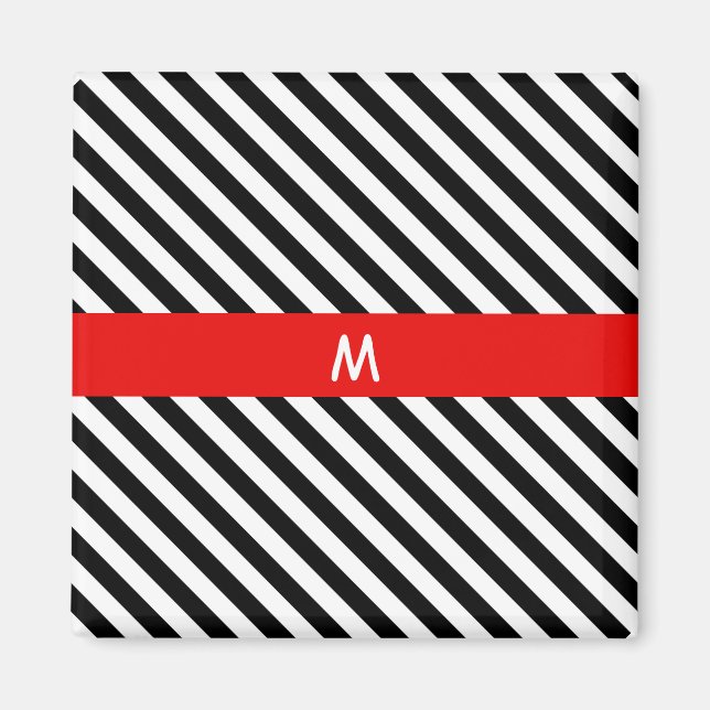 Svartvit diagonal Rand Magnet (Framsidan)