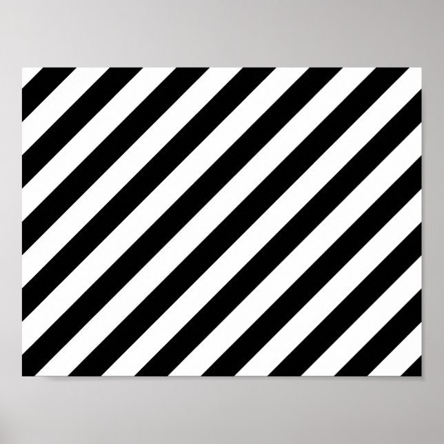 Svartvit diagonal Rand Mönster Poster (Framsidan)
