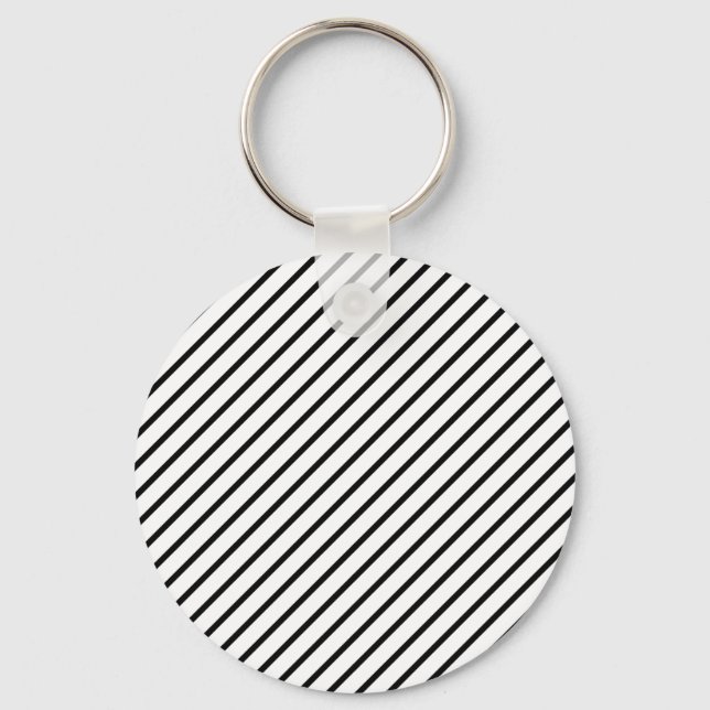 Svartvit diagonal Rand Nyckelring (Framsida)