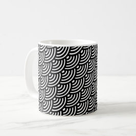 Svartvit diagonalvåg, böjd geometrisk Mönster Kaffemugg