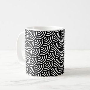 Svartvit diagonalvåg, böjd geometrisk Mönster Kaffemugg