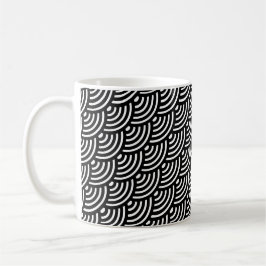 Svartvit diagonalvåg, böjd geometrisk Mönster Kaffemugg