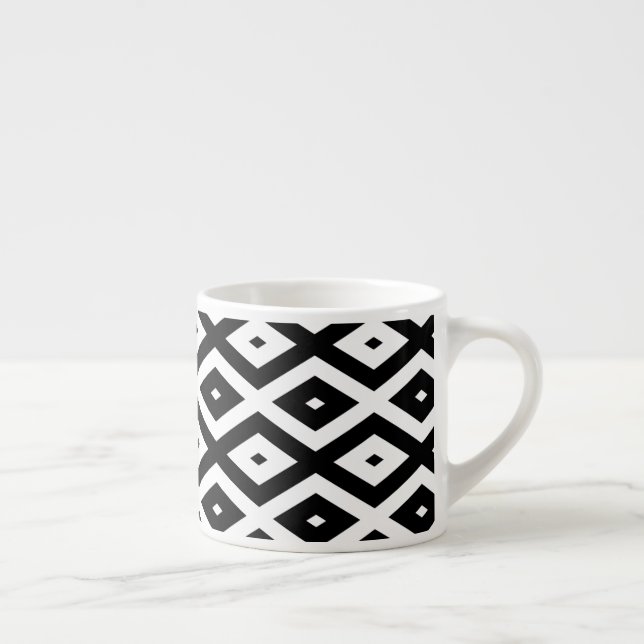 Svartvit diamant mönster espressomugg (Höger)