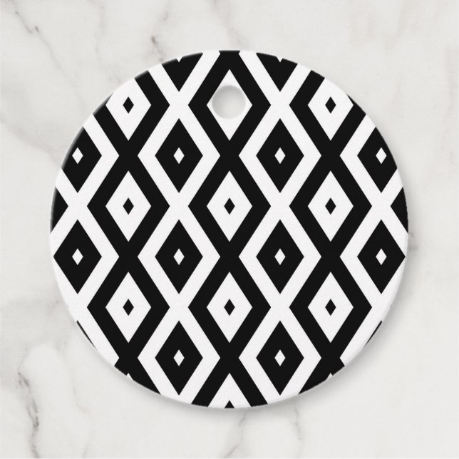 Svartvit diamant mönster gåvor etiketter (Framsida)