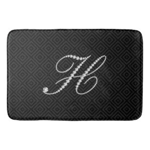 Svartvit diamanter Brev H Monogram Badrumsmatta