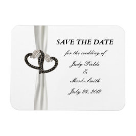 Svartvit Diamond Hearts Spara datum magneter