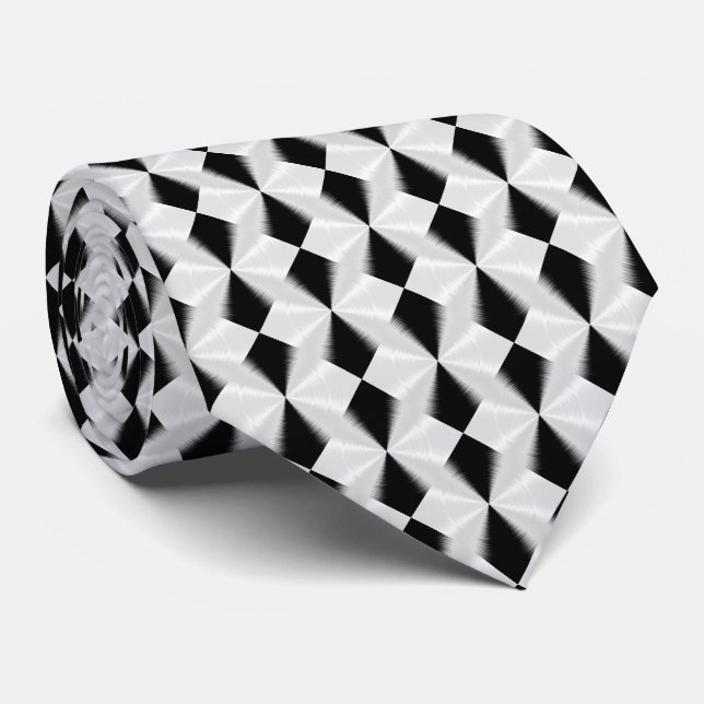 Svartvit Diamond Mönster Slips (Rullad)