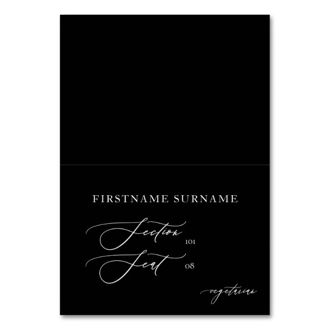 Svartvit DIY-mappat Bröllop-monteringskort Bordsnummer (Framsidan)