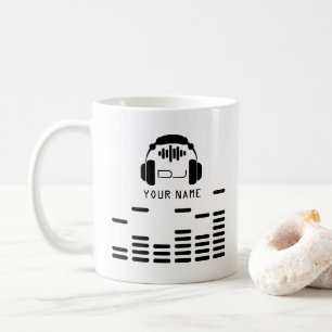 Svartvit DJ utformar täcker Kaffemugg
