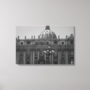 Svartvit dome av Sankt Peters Rom Wrapped Canvas