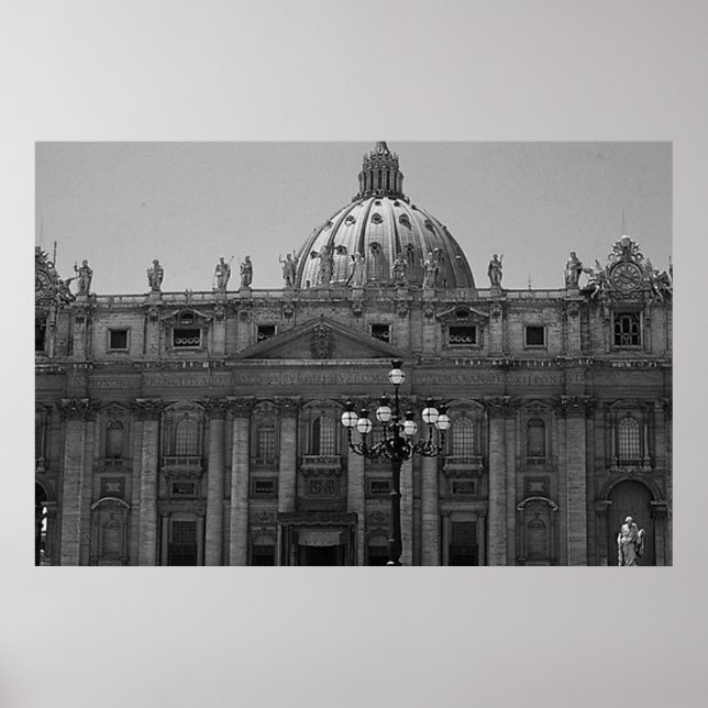 Svartvit dome från St Peters Basilica Rom Poster (Framsidan)