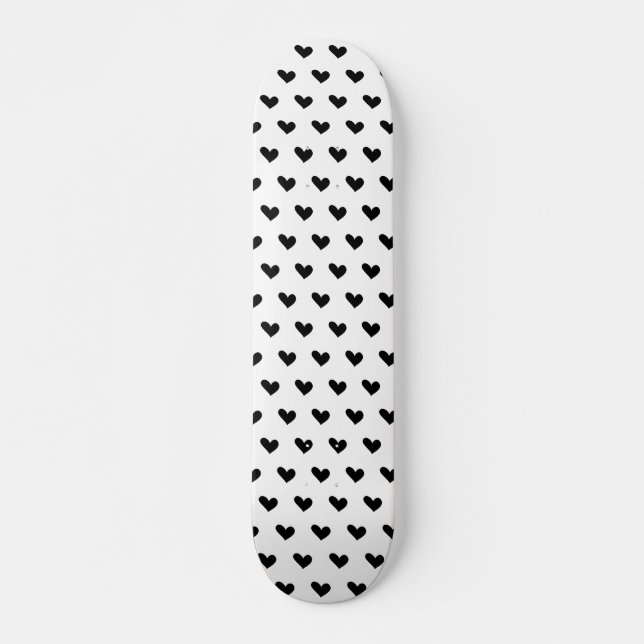 Svartvit Doodle Heart Mönster Mini Skateboard Bräda 18,5 Cm (Framsida)