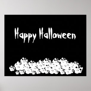 Svartvit döskallar i Halloween-anpassningsbar Poster