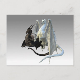 Svartvit dragon Fantasy Vykort