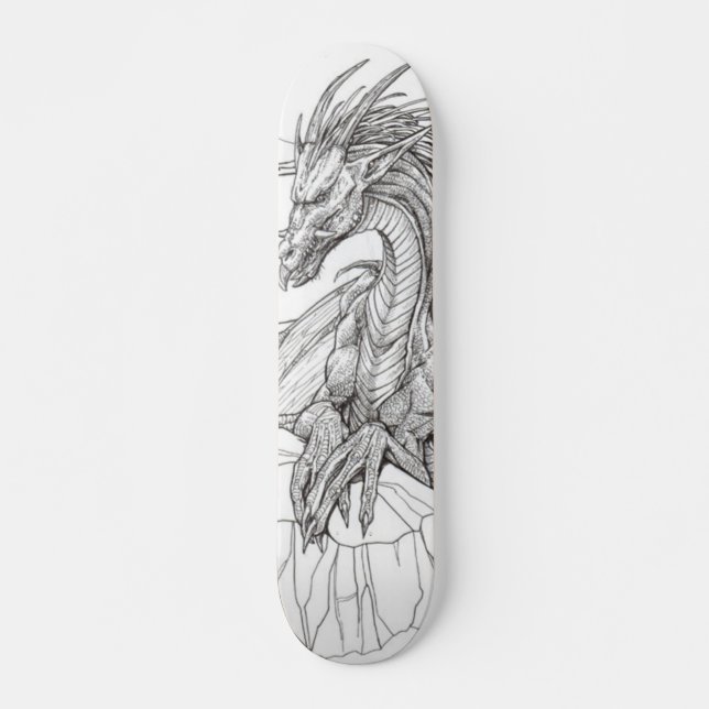 svartvit drake skateboard bräda 19,5 cm (Framsida)