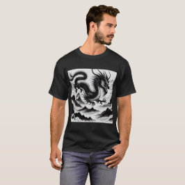 Svartvit drake t shirt