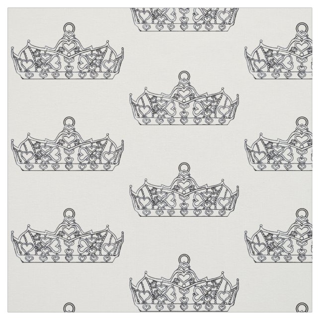 svartvit drottning av tyg för hjärtakronatiara (Provkarta)