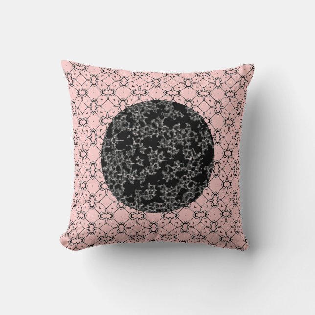 Svartvit Dubbla Mönster/Mjuk Rosa Kudde (Framsida)