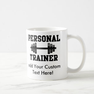 Svartvit Dumbell för personlig instruktör Kaffemugg