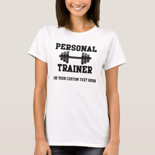 Svartvit Dumbell för personlig instruktör T Shirt