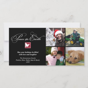 Svartvit duvfred på jorden Julhälsningar Julkort