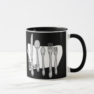 Svartvit dyslin på svart kaffe Mugg