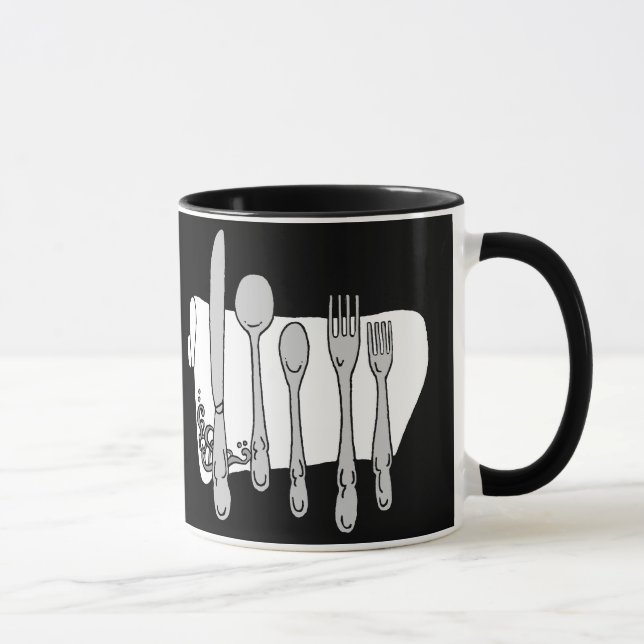 Svartvit dyslin på svart kaffe Mugg (Höger)
