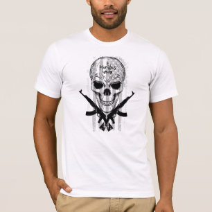 Svartvit E Pluribus Unum Skull-Flagga och vapen T Shirt