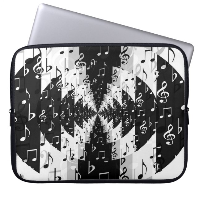 Svartvit Echo Musik noter Laptop sleeve (Framsidan)