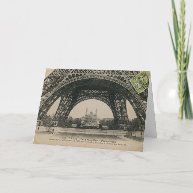 Svartvit Eiffel Torn Base Kort (Framsida)