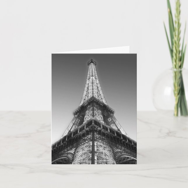 Svartvit Eiffel Torn Paris Blank Card-kort Helgkort (Framsida)
