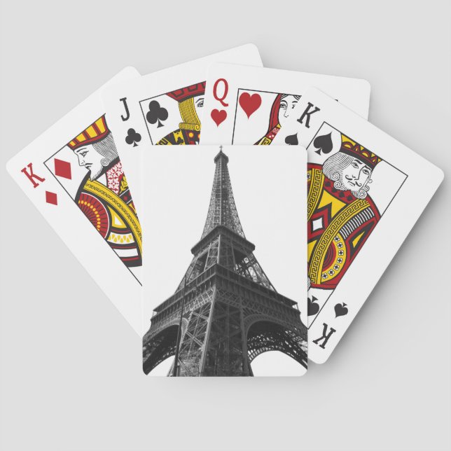 Svartvit Eiffel Torn Paris European Travel Casinokort (Baksidan)