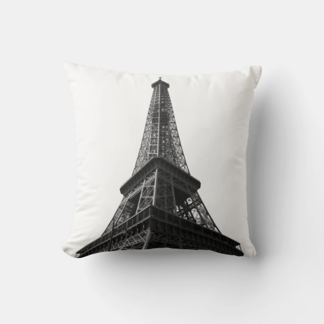 Svartvit Eiffel Torn Paris European Travel Kudde (Framsida)