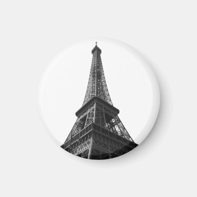 Svartvit Eiffel Torn Paris European Travel Magnet (Framsidan)