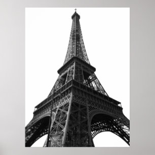 Svartvit Eiffel Torn Paris European Travel Poster