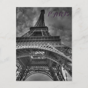 Svartvit Eiffel Torn Paris European Travel Vykort