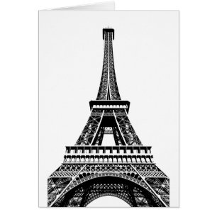 Svartvit Eiffel Torn Paris Frankrike Art Artwork Hälsningskort