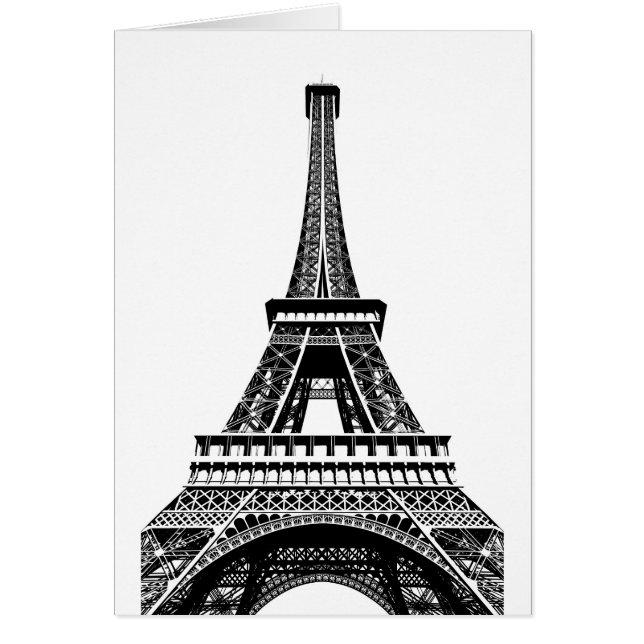 Svartvit Eiffel Torn Paris Frankrike Art Artwork Hälsningskort (Framsidan)