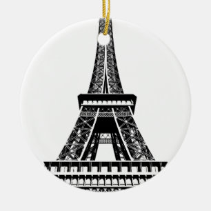 Svartvit Eiffel Torn Paris Frankrike Art Artwork Julgransprydnad Keramik