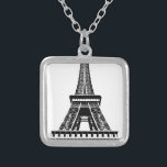 Svartvit Eiffel Torn Paris Frankrike Art Artwork Silverpläterat Halsband<br><div class="desc">Svartvit Paris Eiffel Torn Artwork</div>