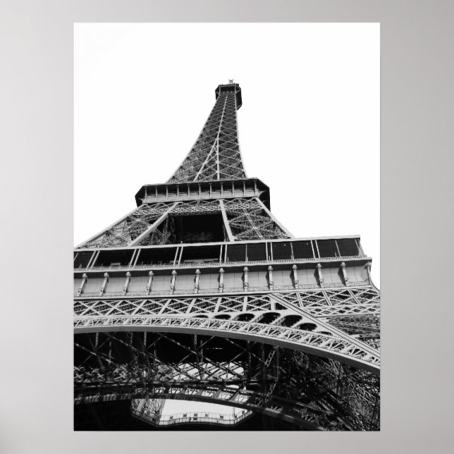 Svartvit Eiffel Torn Poster (Framsidan)