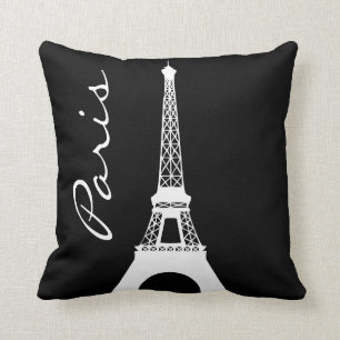 Svartvit Eiffel tornParis dekorativ kudde